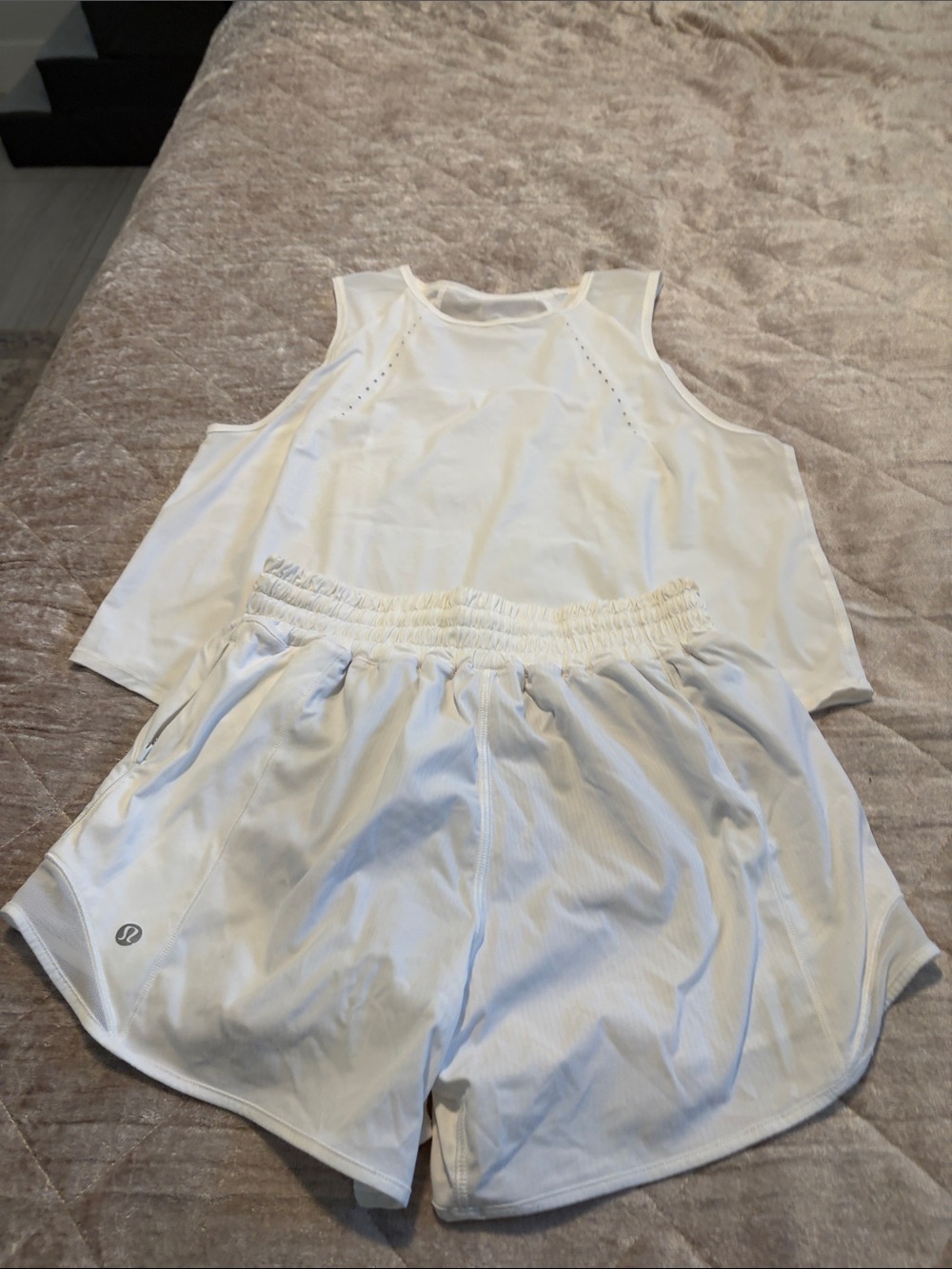 lululemon athletica White Athletic Tank and Elastic Waist Shorts Set